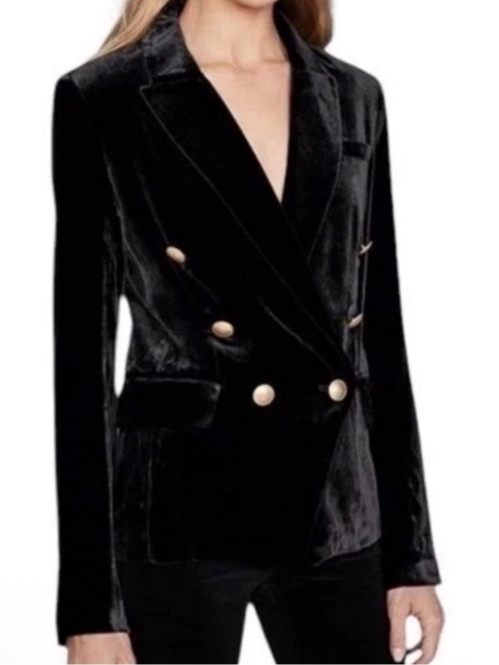 L'Agence Kenzie Black Velvet Blazer